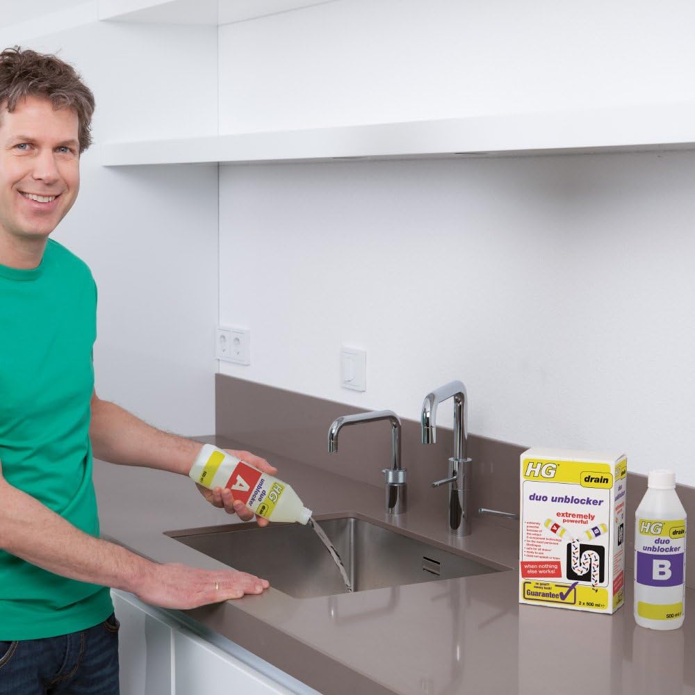 HG Duo Unblocker 1L - Extremely Powerful 2-Component Drain Unblocker for Kitchen & Bathroom Drains