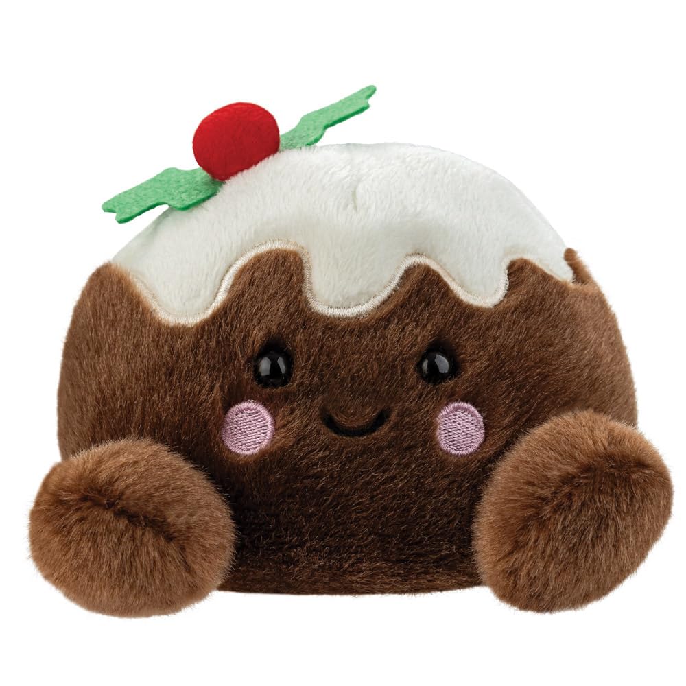 Palm Pals Carol Christmas Pudding Soft Toy - 13cm Plush, Brown & White 1
