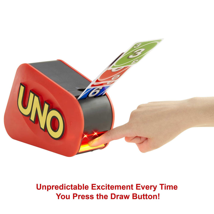 UNO Extreme Card Game with Random-Action Launcher, Lights & Sounds, 112 Cards