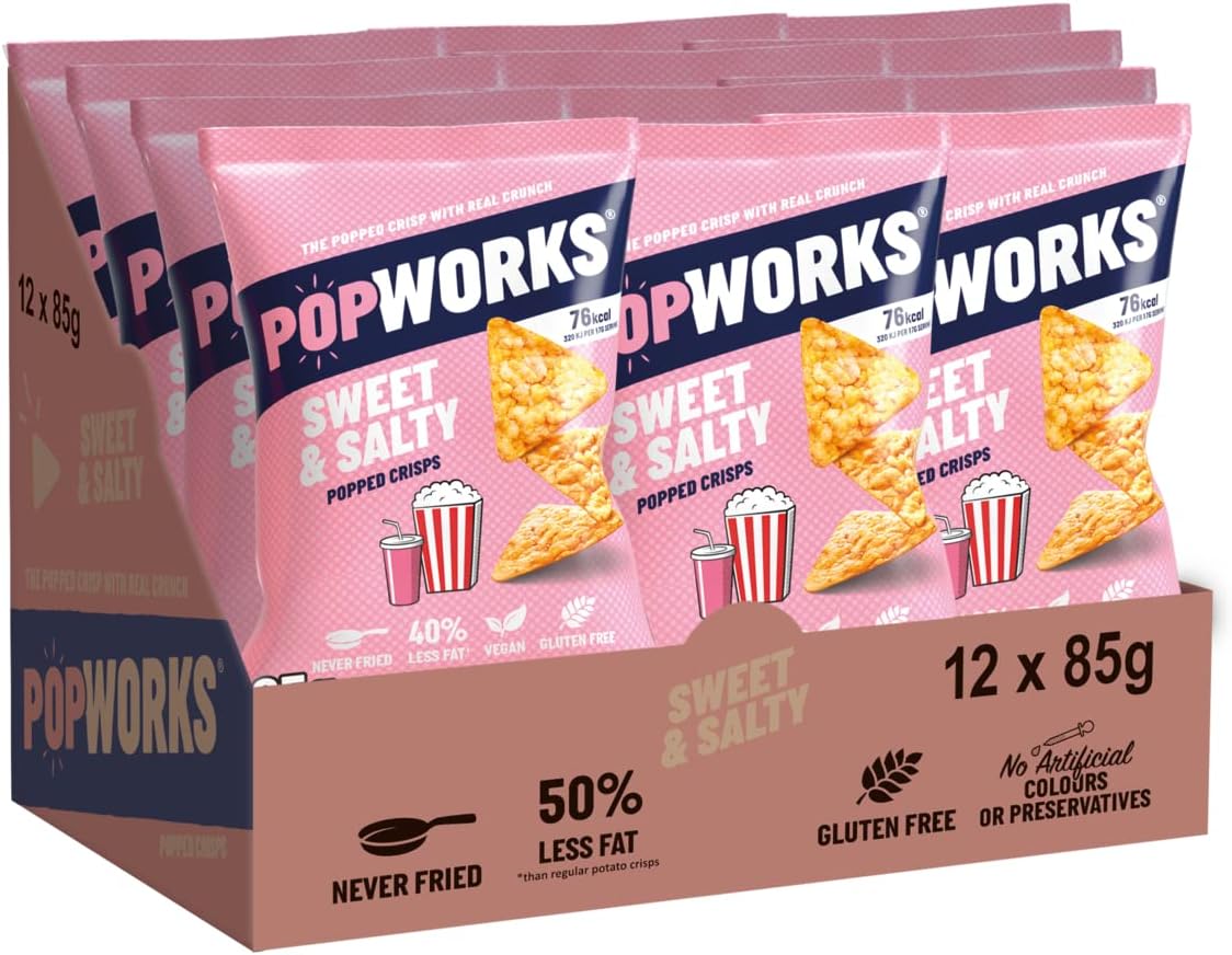 Popworks Sweet & Salty 85g (Case of 12) Vegan Gluten Free Popped Crisps
