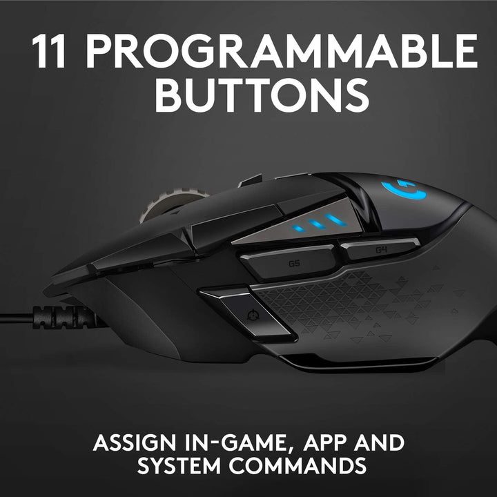 Logitech G502 HERO High Performance Wired Gaming Mouse - 25,600 DPI, 11 Programmable Buttons, Adjustable Weights, RGB LIGHTSYNC