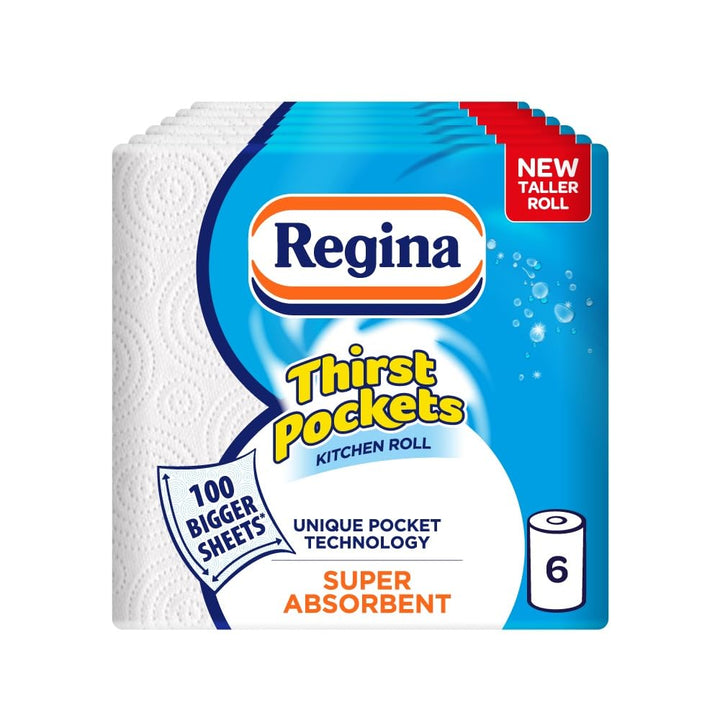 Regina - Thirst Pockets Kitchen Roll, 6 Rolls