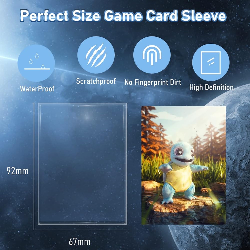 MOXYOY Trading Card Sleeves - 100 Pack Transparent Penny Sleeves for Pokemon, Yu-Gi-Oh!, MTG | 67 x 92 mm 3