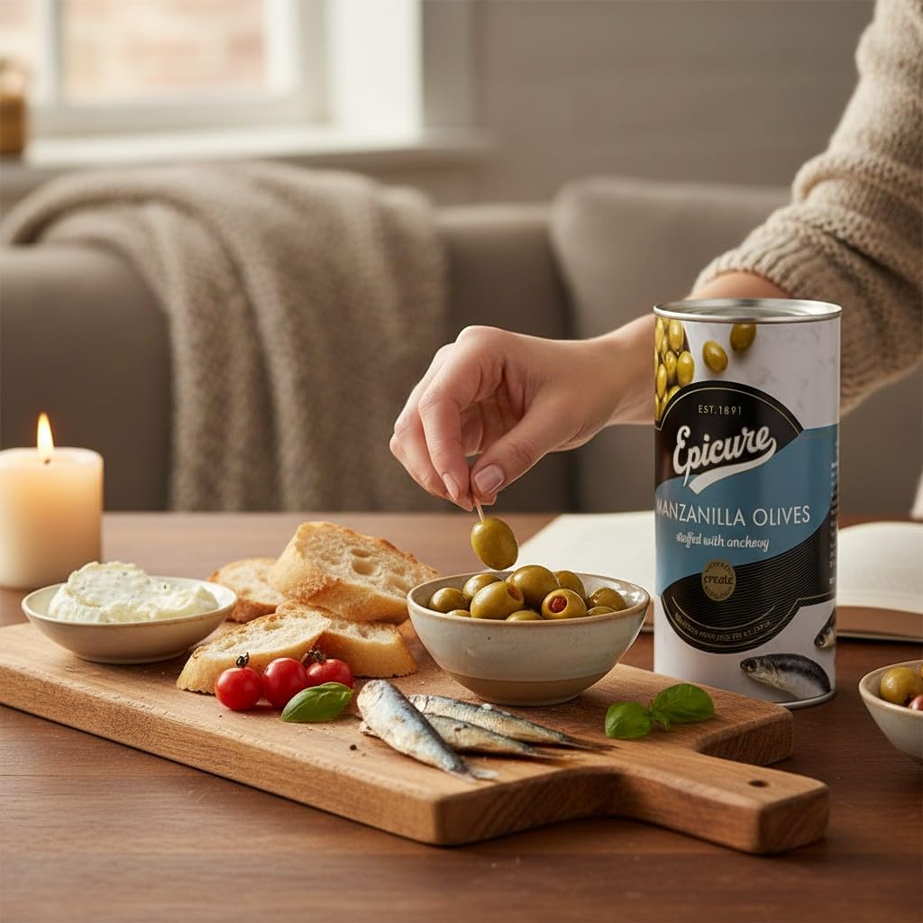 Epicure Manzanilla Olives Stuffed with Anchovy - Pitted, 350g Jar 4