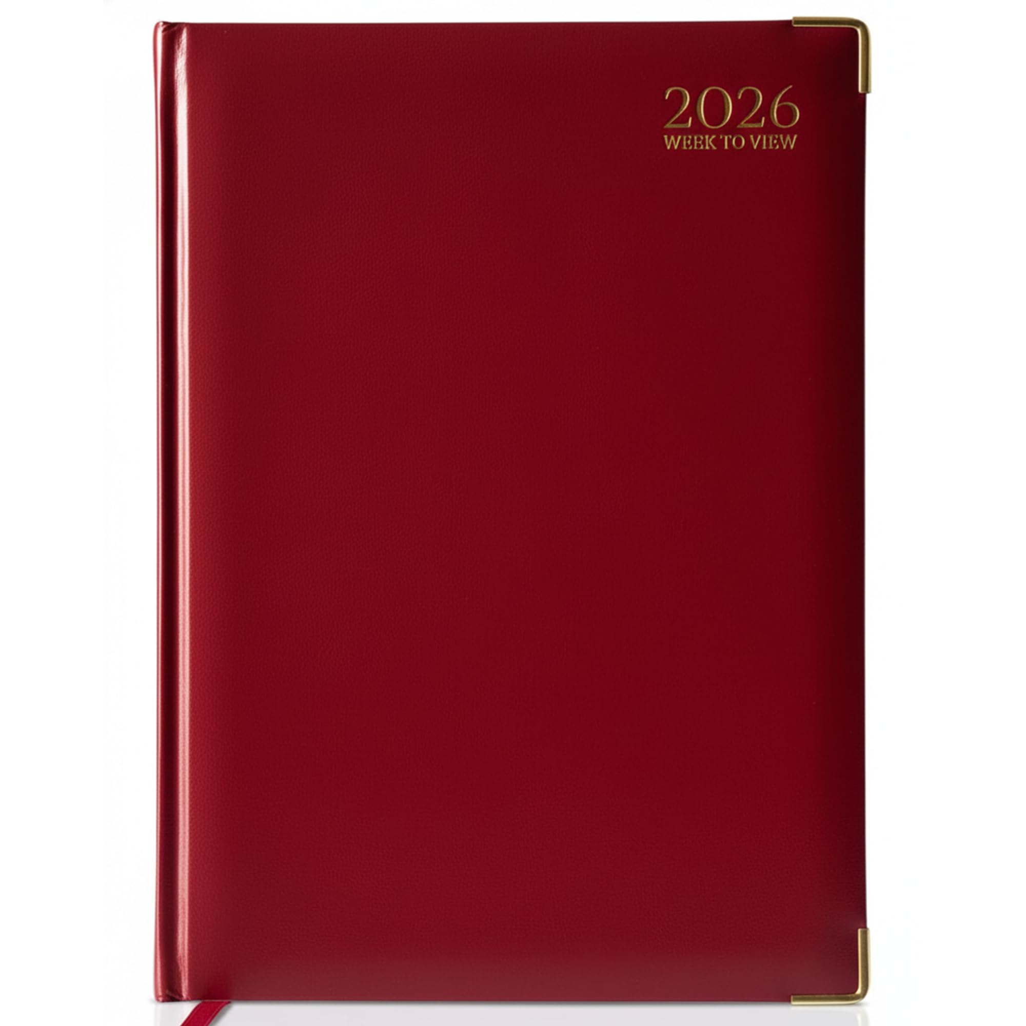 G4GADGET 2026 A5 Week to View Diary | Red Hardback with Gilt Edges