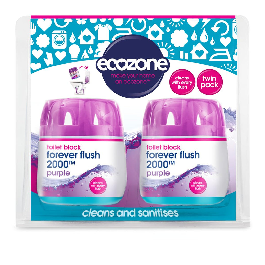 Ecozone Forever Flush 2000 Purple Toilet Blocks - Eco Friendly Toilet Cleaner & Descaler