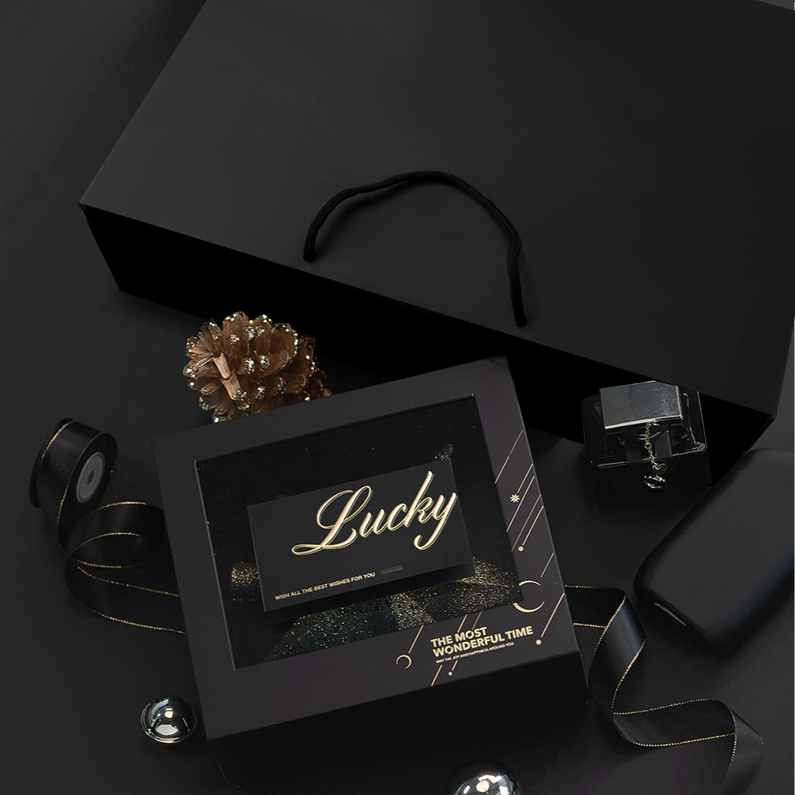 ASelected Large Black Gift Bags - Heavy Cardboard, Reusable, 45x13x33cm | Pack of 12 3