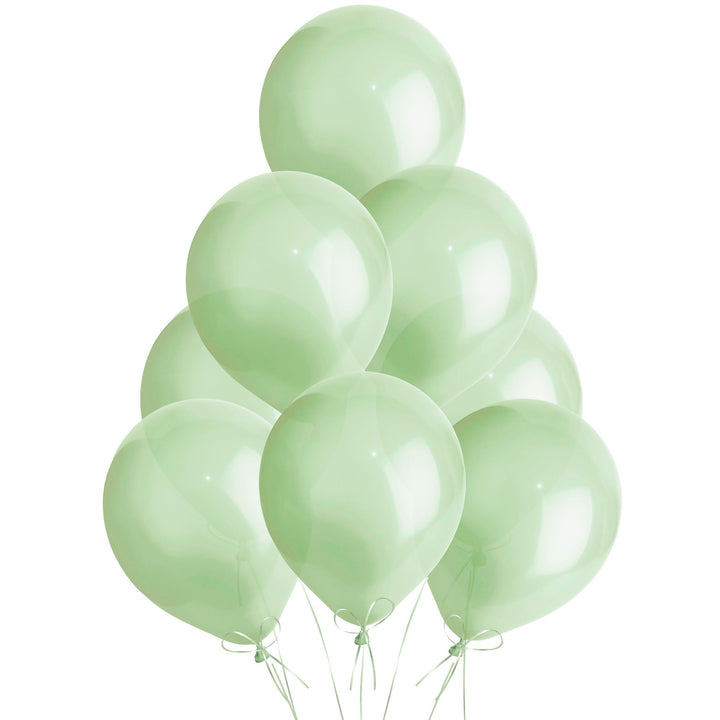 SHATCHI Metallic Light Green 12-Inch Latex Balloons - 10 Pack Party Decorations
