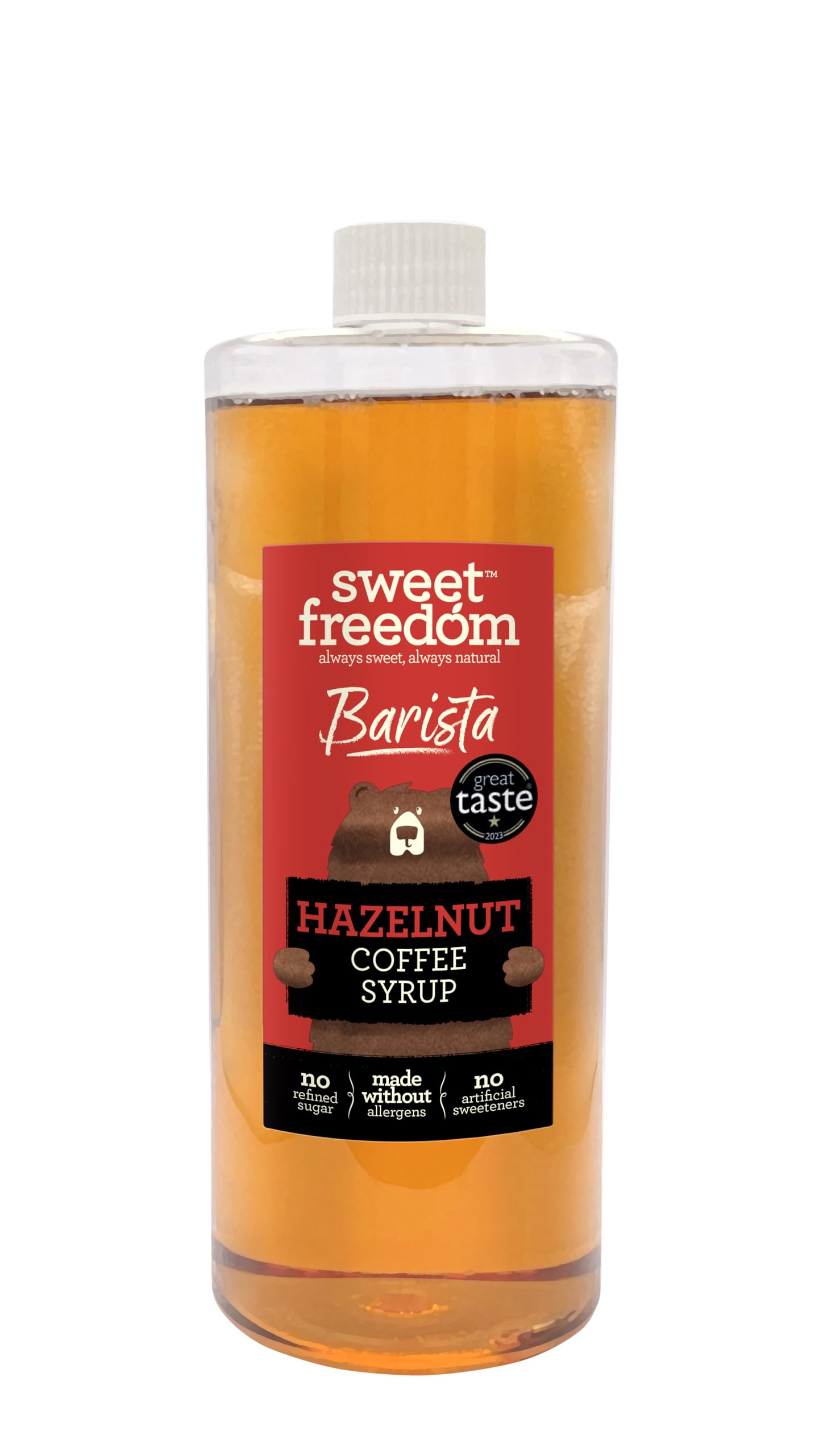 Sweet Freedom Hazelnut Coffee Syrup - 1 litre | Award Winning | Natural Fruit Sweetness | Vegan 1
