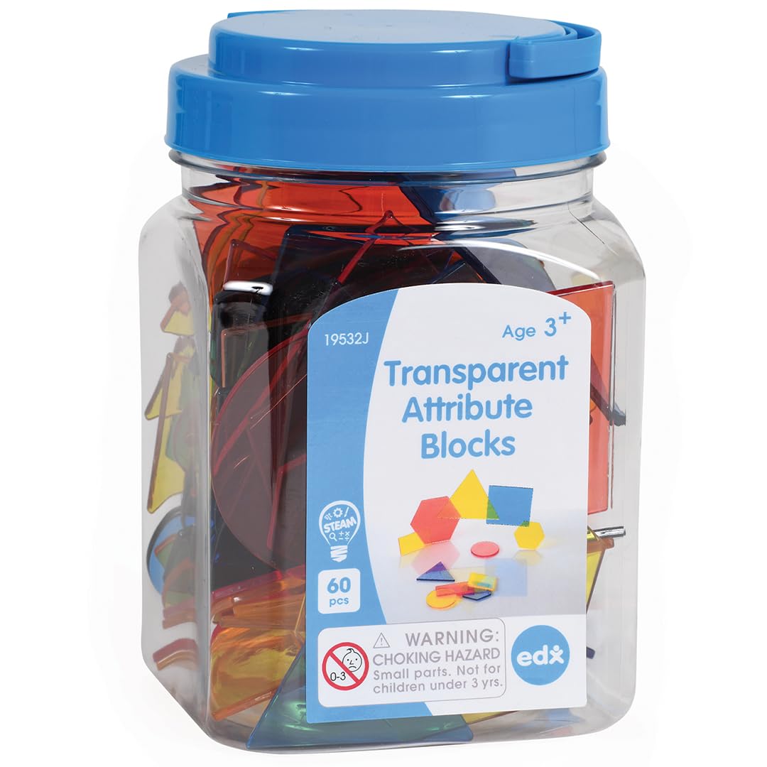 edxeducation Transparent Attribute Blocks - Educational Playset for Early Learning 1