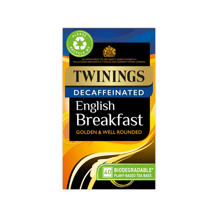 Twinings Decaf English Breakfast Tea | 40 Tea Bags | Golden & Full-Bodied