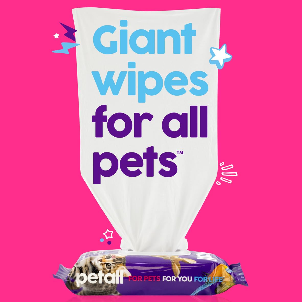 petall Extra Large Hypoallergenic Biodegradable Pet Wipes - 50 Count, 99% Water 3