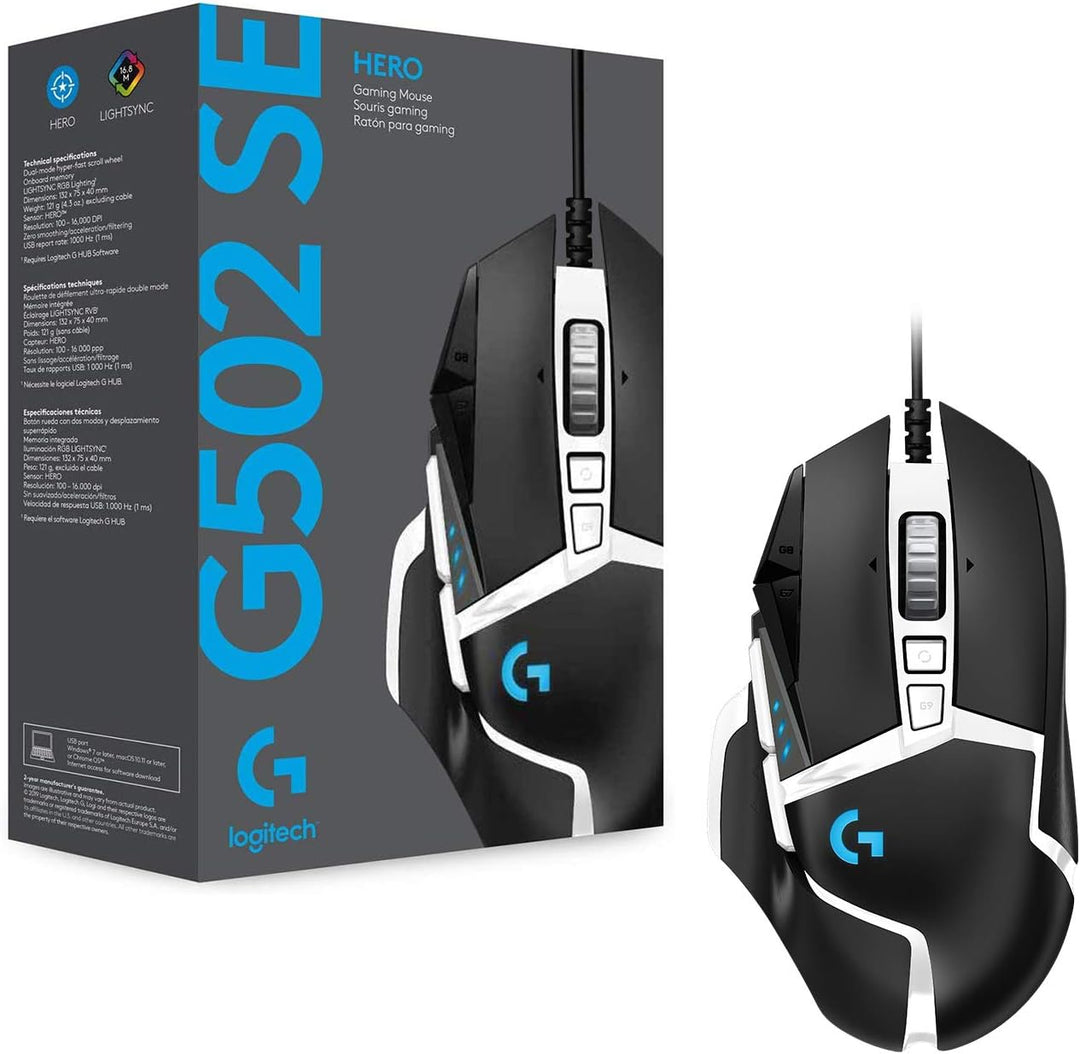 Logitech G502 HERO 25K Gaming Mouse Special Edition - Black & White