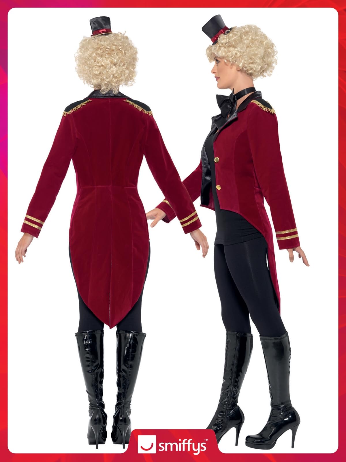 Smiffys Ringmaster Costume - Adult Circus Fancy Dress with Jacket, Collar & Mini Top Hat 6