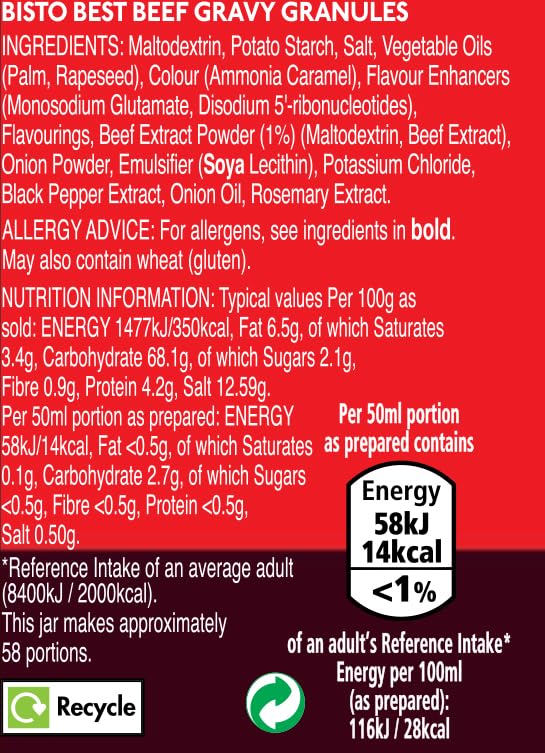 Bisto - Best Beef Gravy Granules Made with Real Meat Juice, 230g Jar