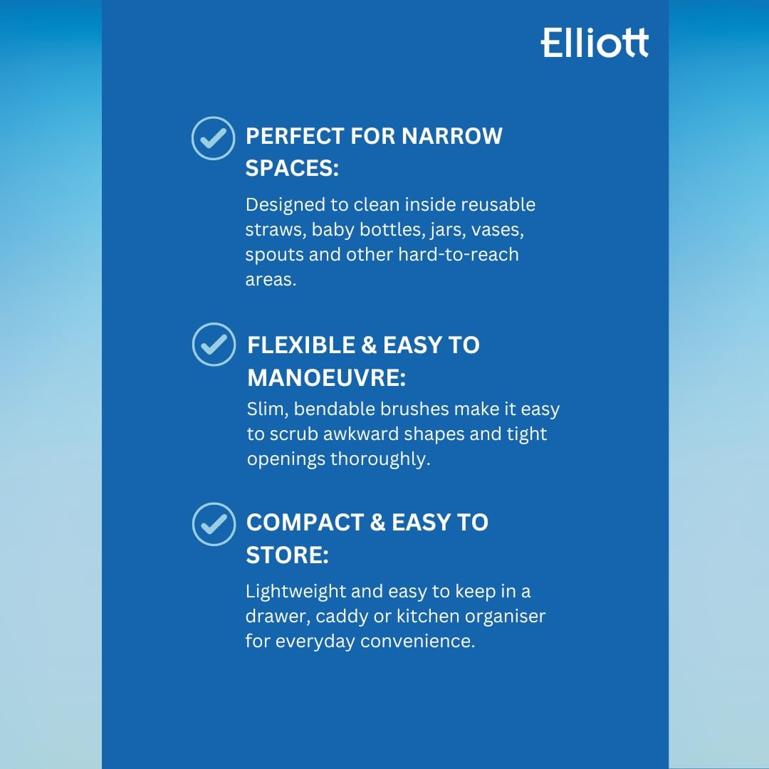 Elliott Silicone Bottle Brush - Flexible, Hygienic & Scratch-Free Cleaning | Grey | 300mm Length 3