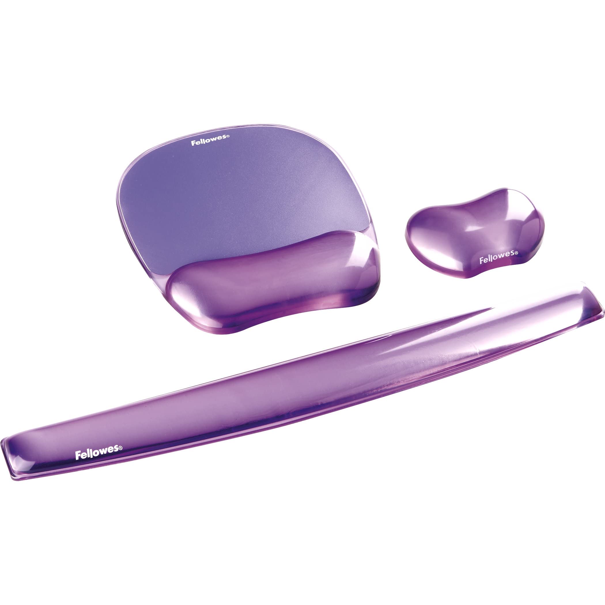 Fellowes Crystals Gel Mouse Mat with Wrist Support | Stain Resistant | Non-Skid Backing | Purple 7