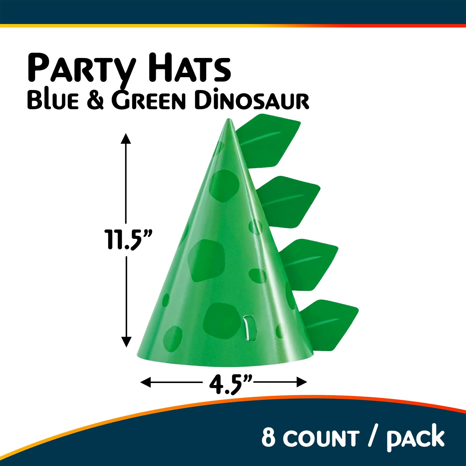 Unique Dino-Riffic Party Hats - Blue & Green Dinosaur Theme | 8 Count | Paper 4