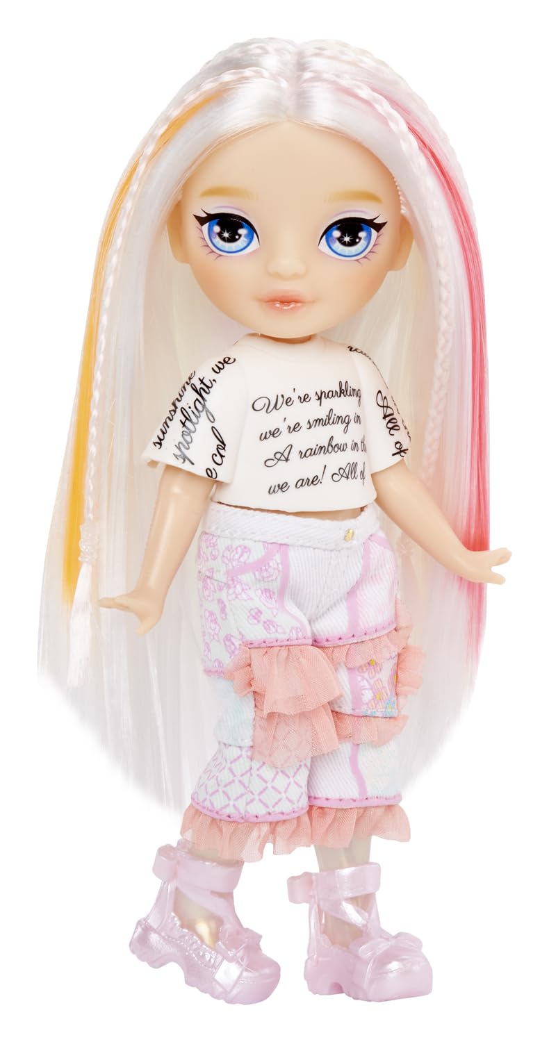 Rainbow High Littles Rainbow Fantasy Fairies & Pet - Opal - 14cm Posable Fairy Doll with Interchangeable Wings, Magical Owl Pet, for Kids 4+