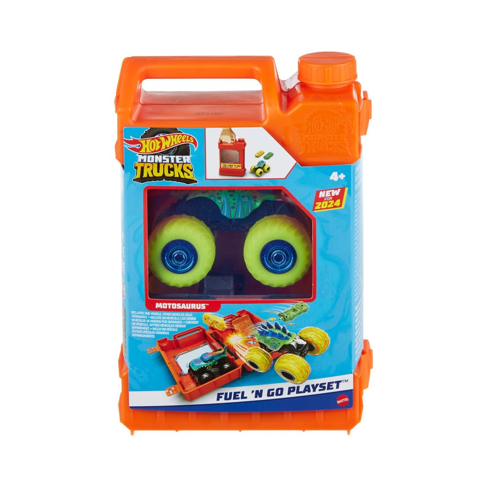 Hot Wheels Monster Trucks Fuel N' Go Gas Can Playset - 1:64 Scale Action Vehicle Set for Kids