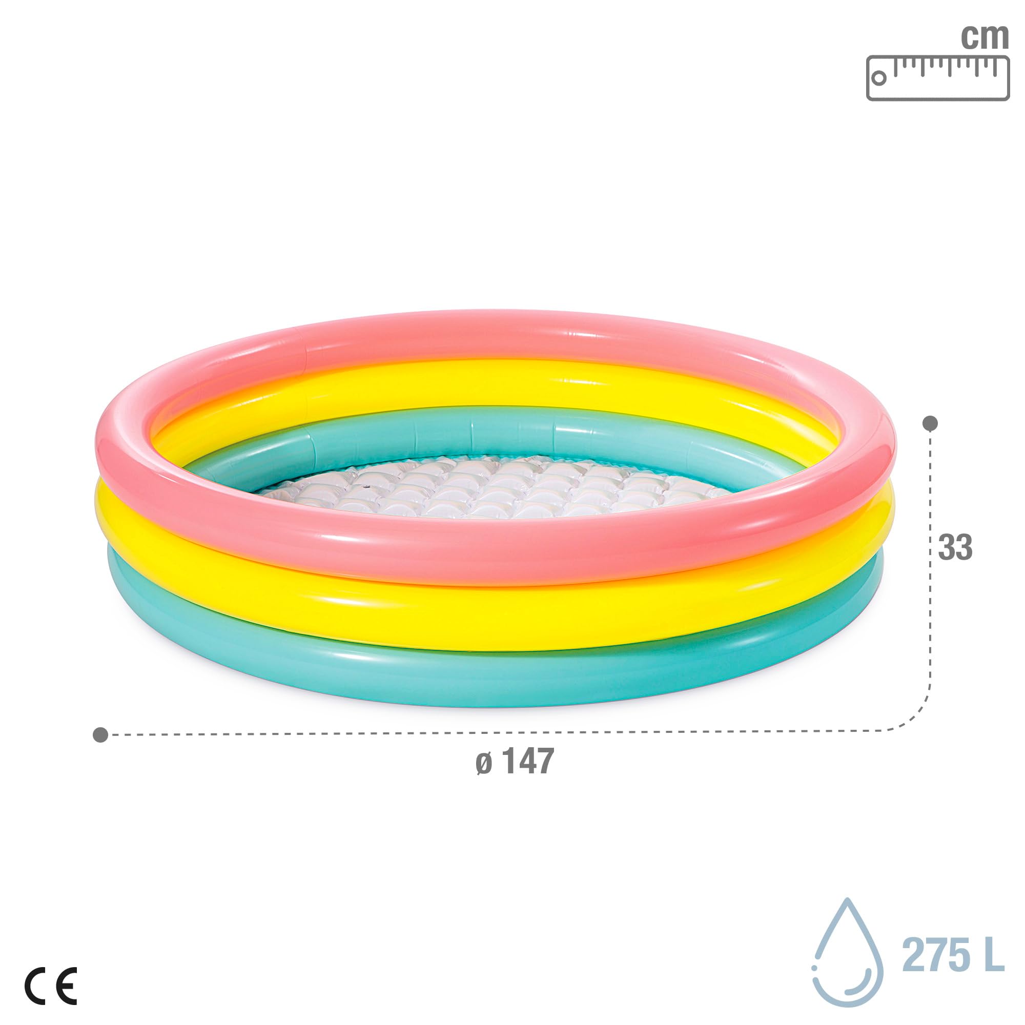 Intex 57422 3-Hoop Inflatable Paddling Pool - 147 x 33 cm | 76 Gallon Capacity 2