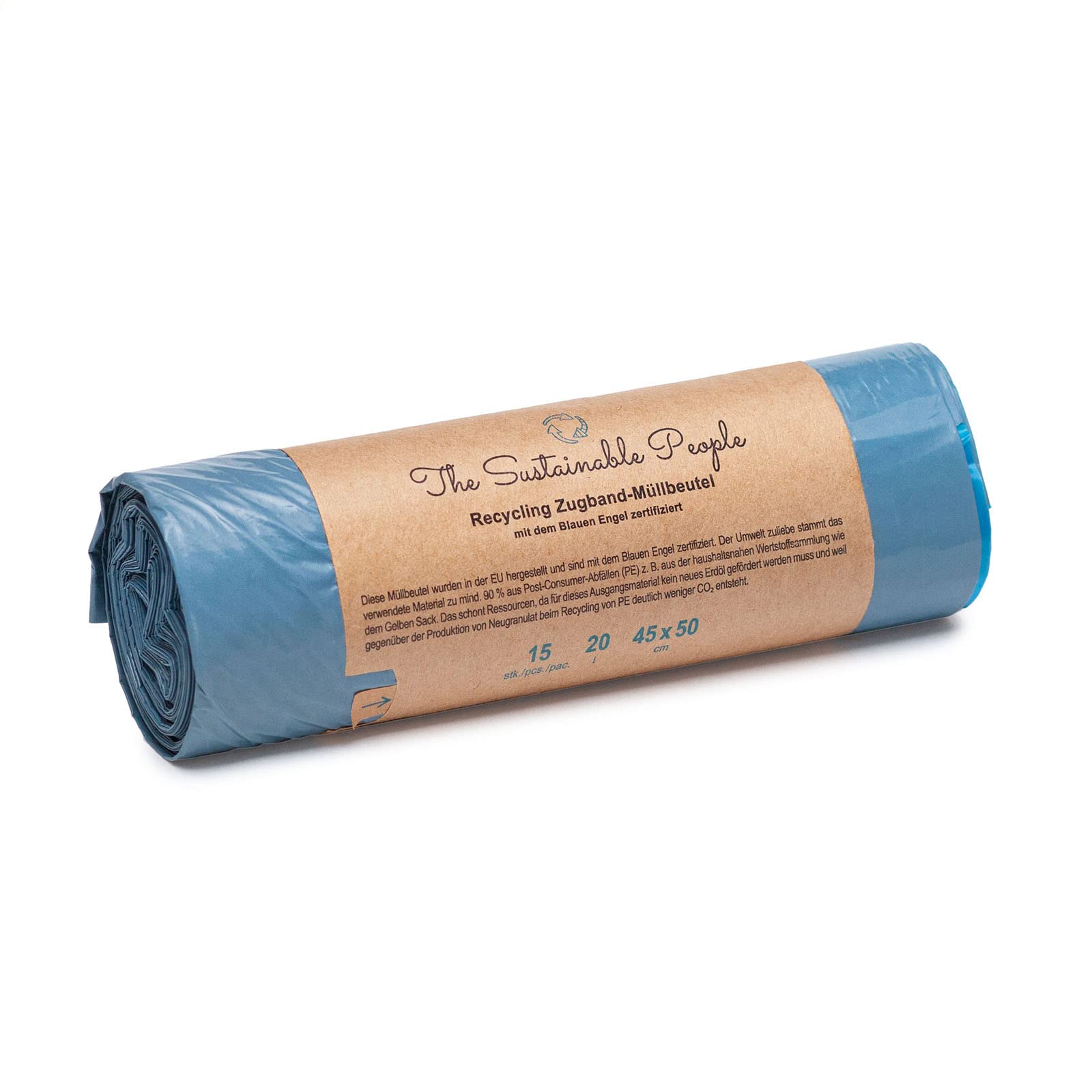 The Sustainable People Recycled Drawstring Bin Liners - 20L Capacity | 15 Count | Blue 1