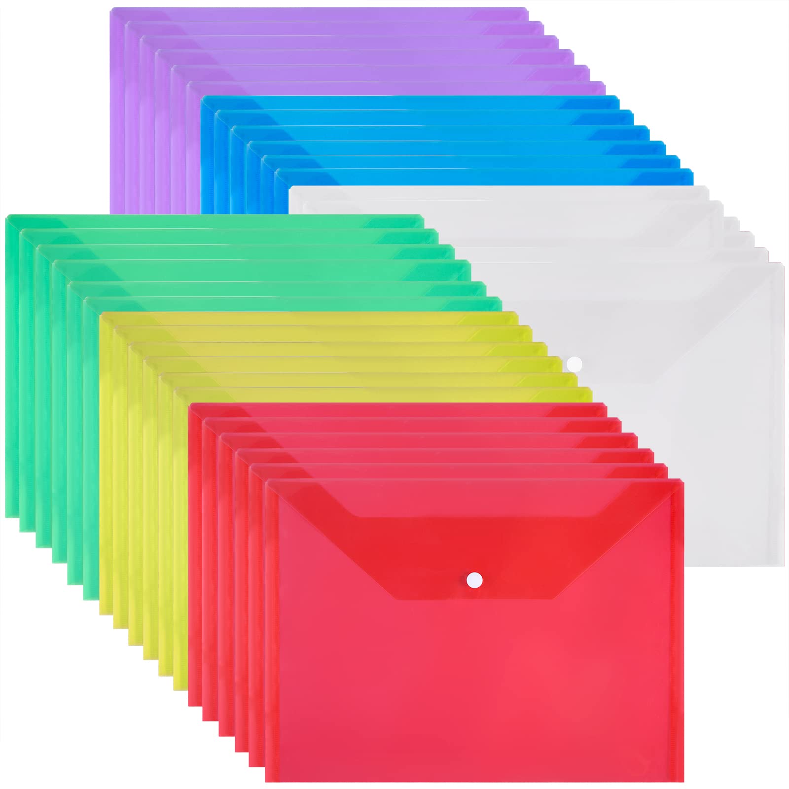 GoodtoU A4 Plastic Document Wallets - 36 Pack, 6 Colours, Popper Closure 1