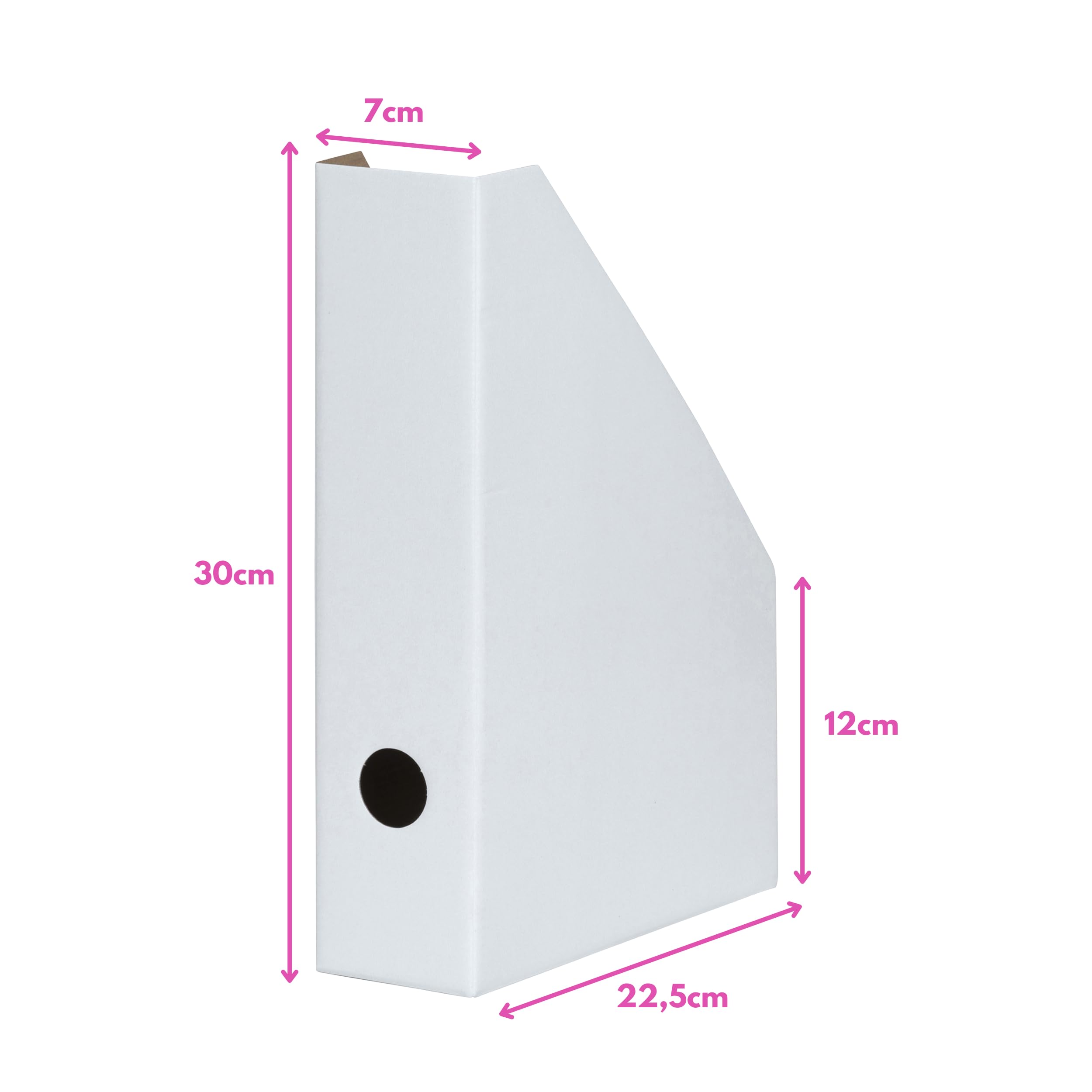 LANDRE Magazine File Set - Pack of 5 Lightweight White Cardboard Organisers for A4 Documents