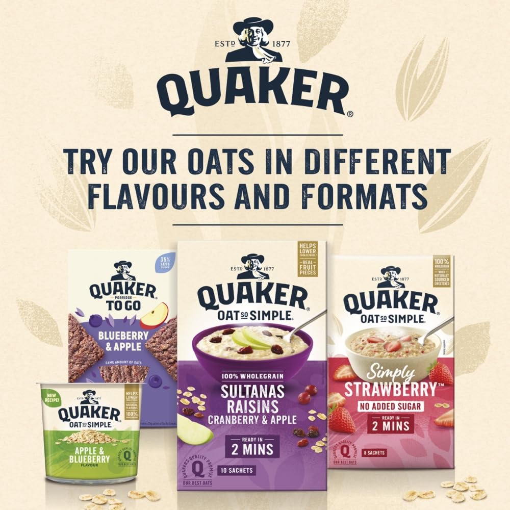 Quaker Oat So Simple Strawberry and Raspberry Porridge, Pack of 10
