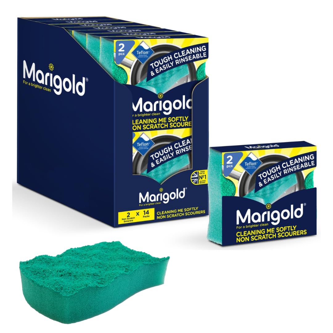 Marigold Cleaning Me Softly Non-Scratch Scourer - Teflon Approved | 28 Total Scourers | Green 1