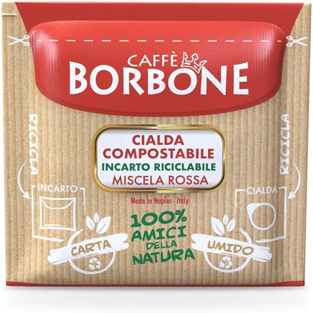 CAFFÈ BORBONE Red Blend Compostable Coffee Pods - 100 Pack - ESE 44mm Compatible