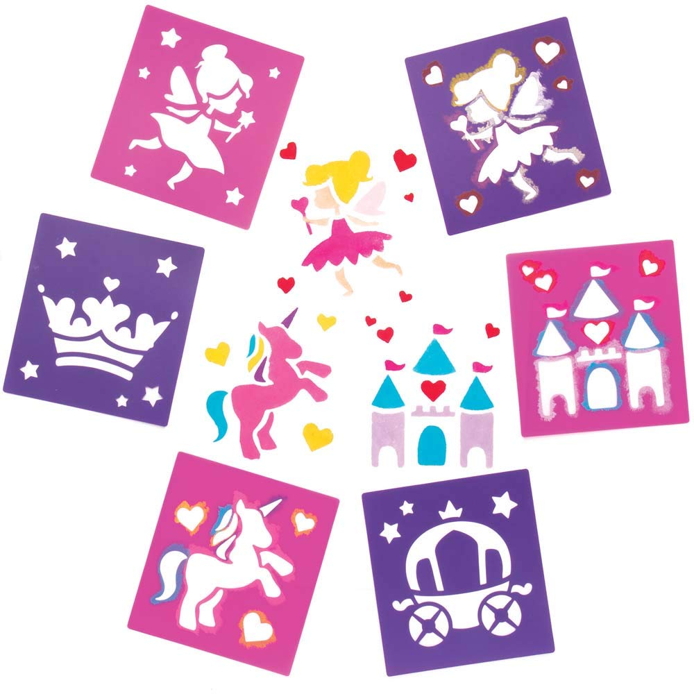 Baker Ross AR939 Fairy Princess Stencil Set - 6 Assorted Designs for Arts and Crafts 1