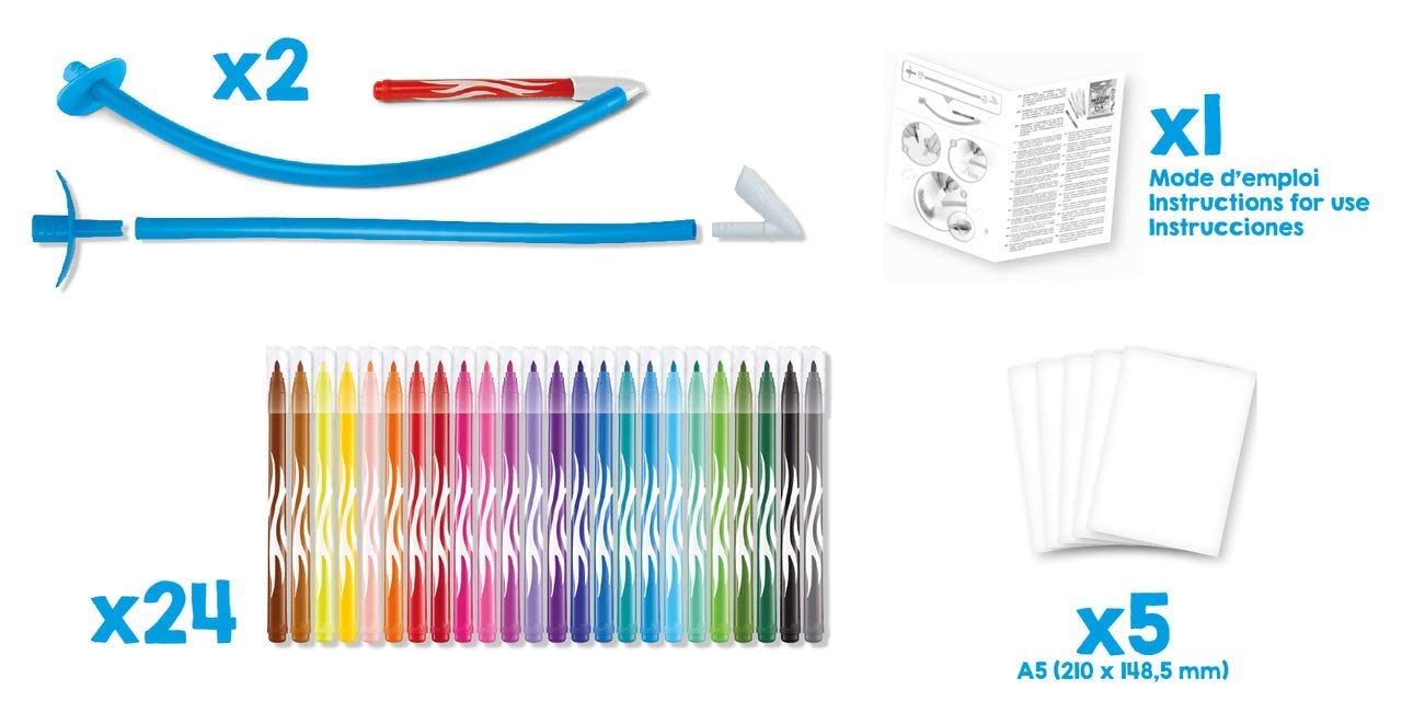 Maped Creativ Blow Art Kit - 24 Felt Tip Pens, 2 Airbrush Tools | Ages 5+ 5