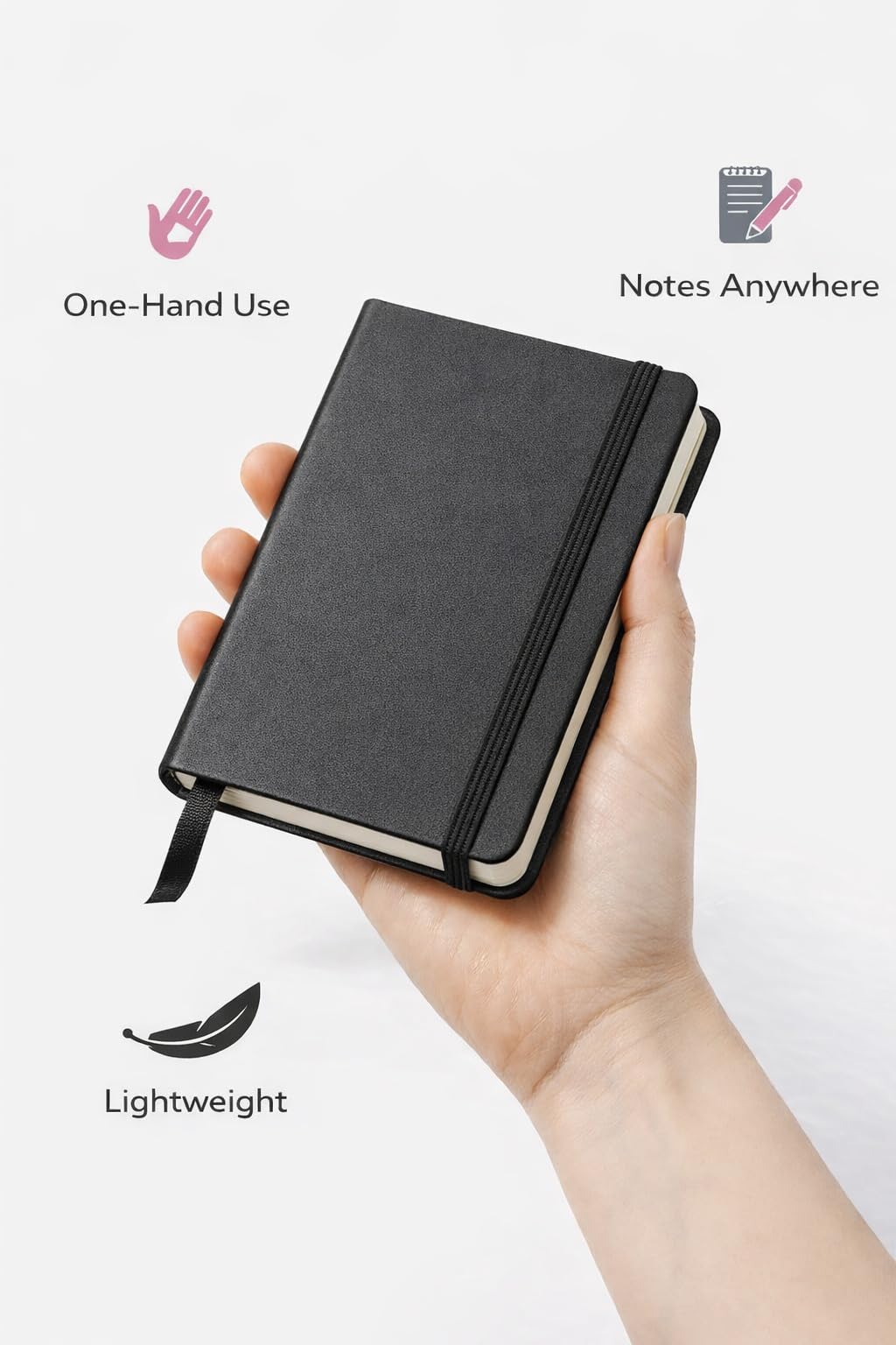1ABOVE Executive Notebook - Soft Feel Hardback | A6 Size | 160 Lined Pages | Black 2
