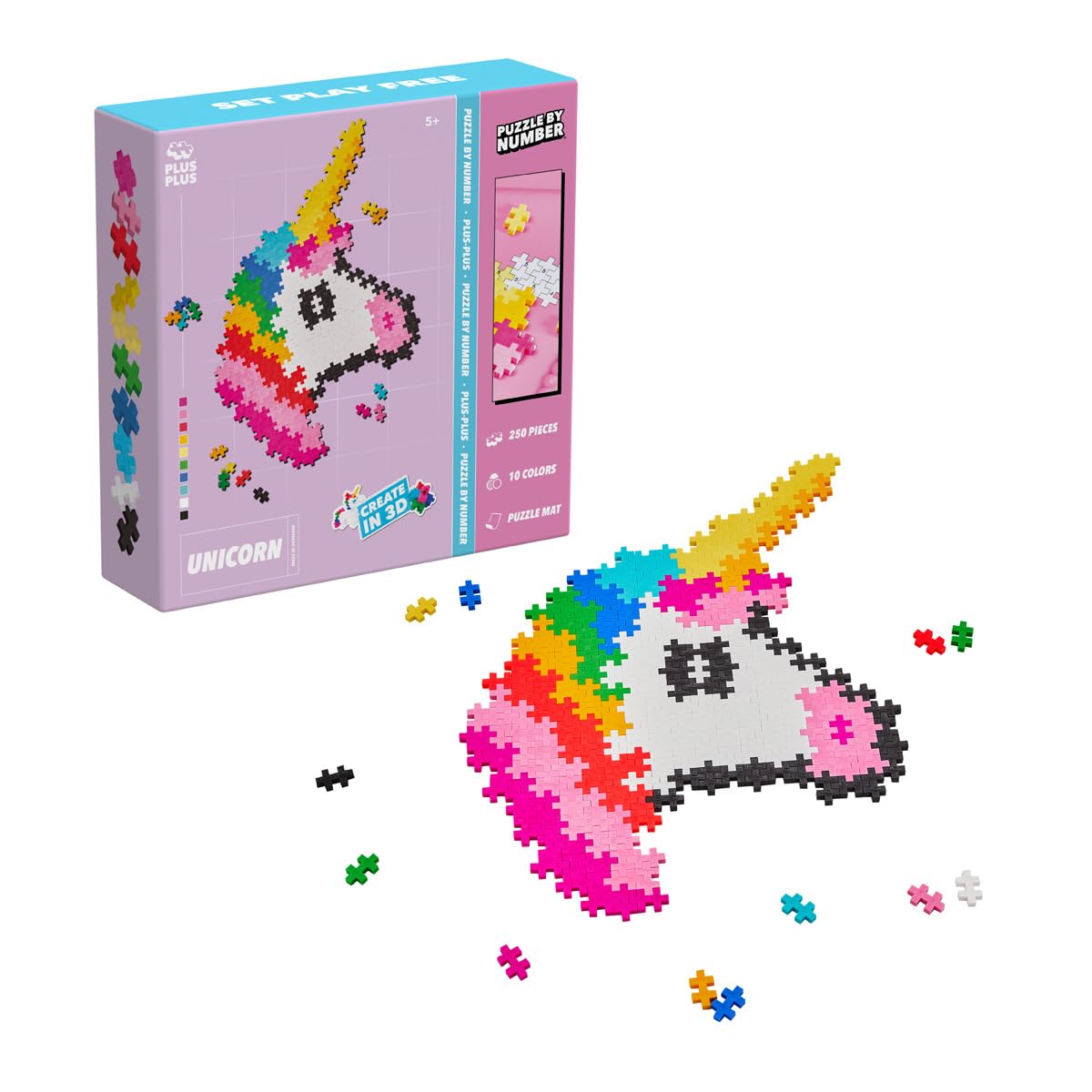 PLUS PLUS Unicorn Puzzle by Number Building Blocks - 250 Pieces, Ages 12+ 1