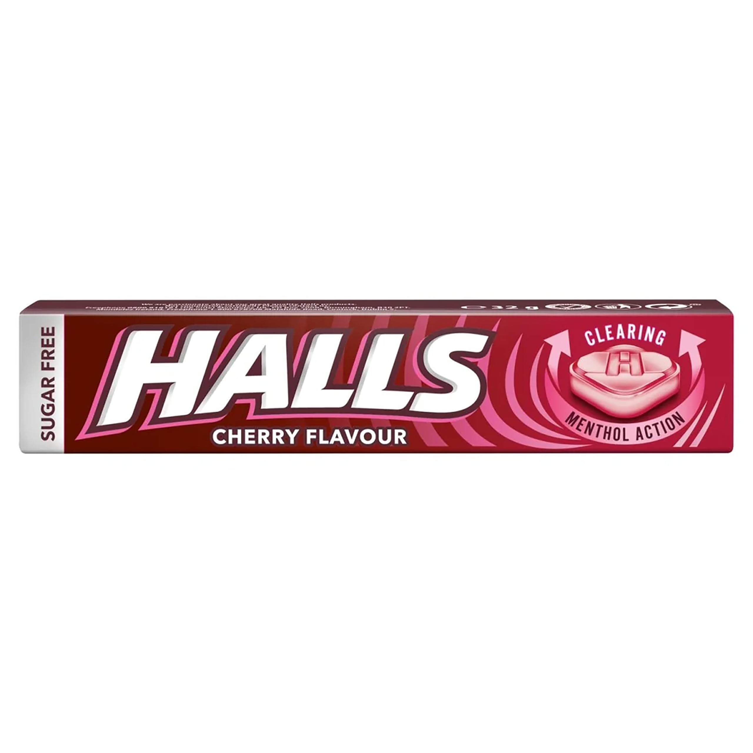 Halls Sugar Free Cherry Flavour with Clearing Menthol Action Sweets (32g) 1