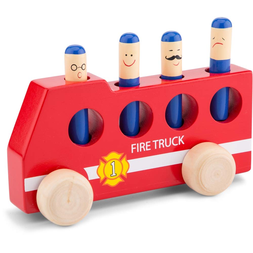 Wooden Pop-Up Fire Truck - Spring-Loaded Firefighter Toy for Ages 2+ 12