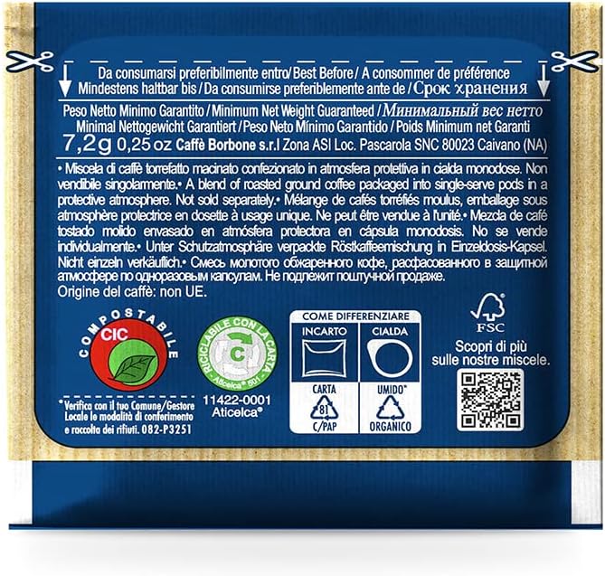 Caffè Borbone Blue Blend kompostierbare Kaffeepads – 100er-Packung, ESE 44 mm kompatibel 4