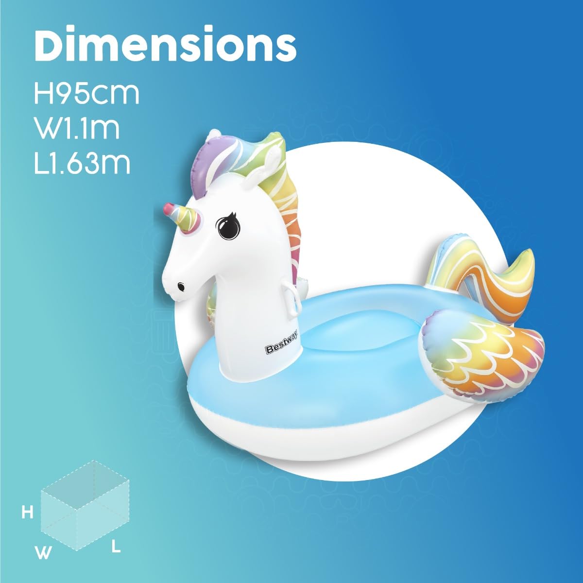 Bestway Inflatable Unicorn Ride-On - Giant Pool Float | Ages 3+ | 1.55 m x 1.19 m 4