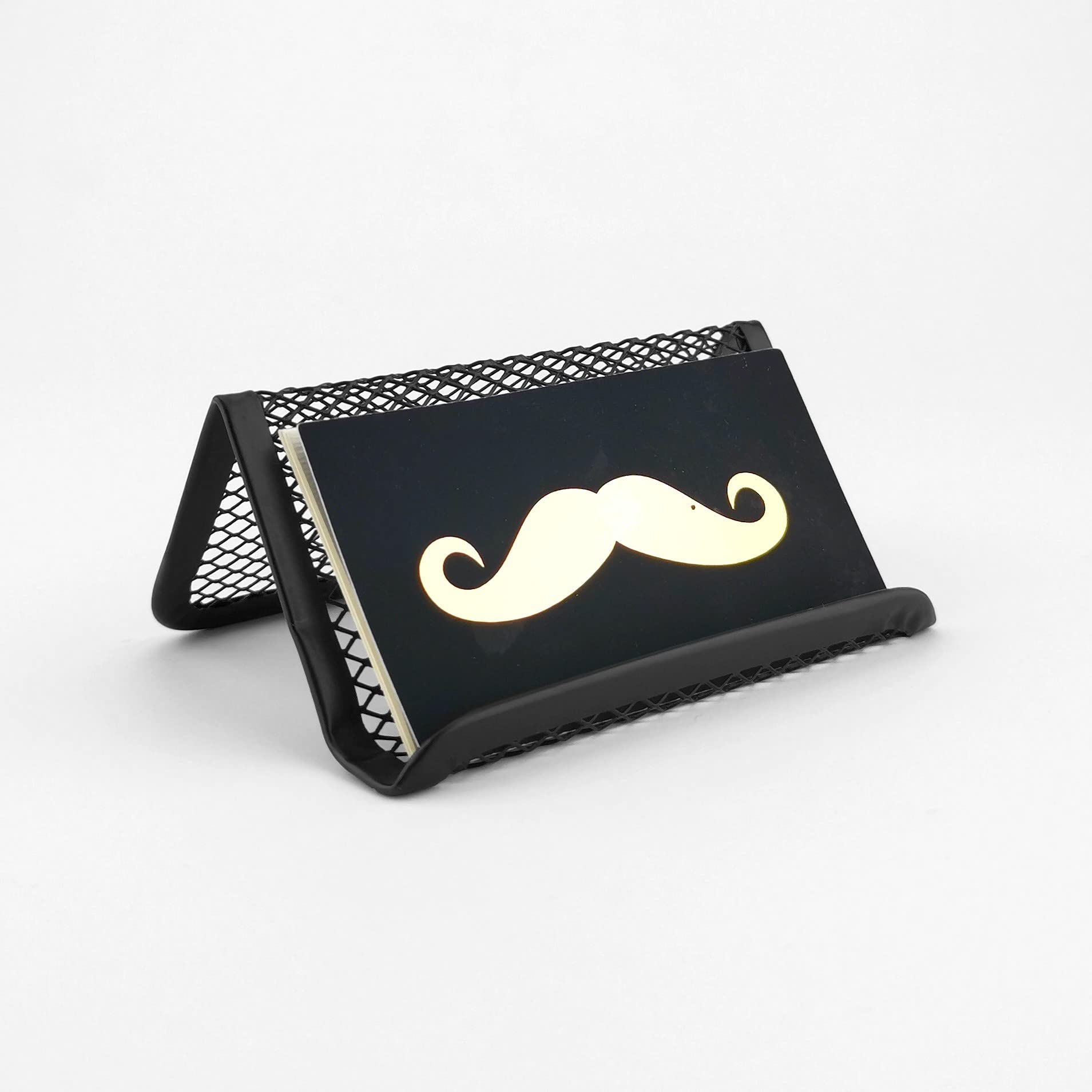 D.RECT Metal Mesh Business Card Holder - Black Lacquered Finish | Durable & Elegant Desktop Organizer 2