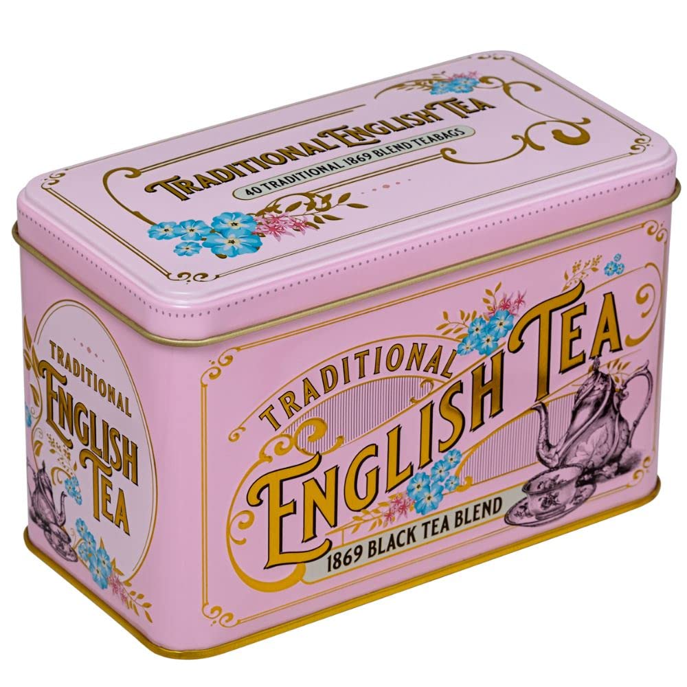 New English Teas Vintage Victorian Pink Tea Tin - 40 English Breakfast Teabags | 220g 1