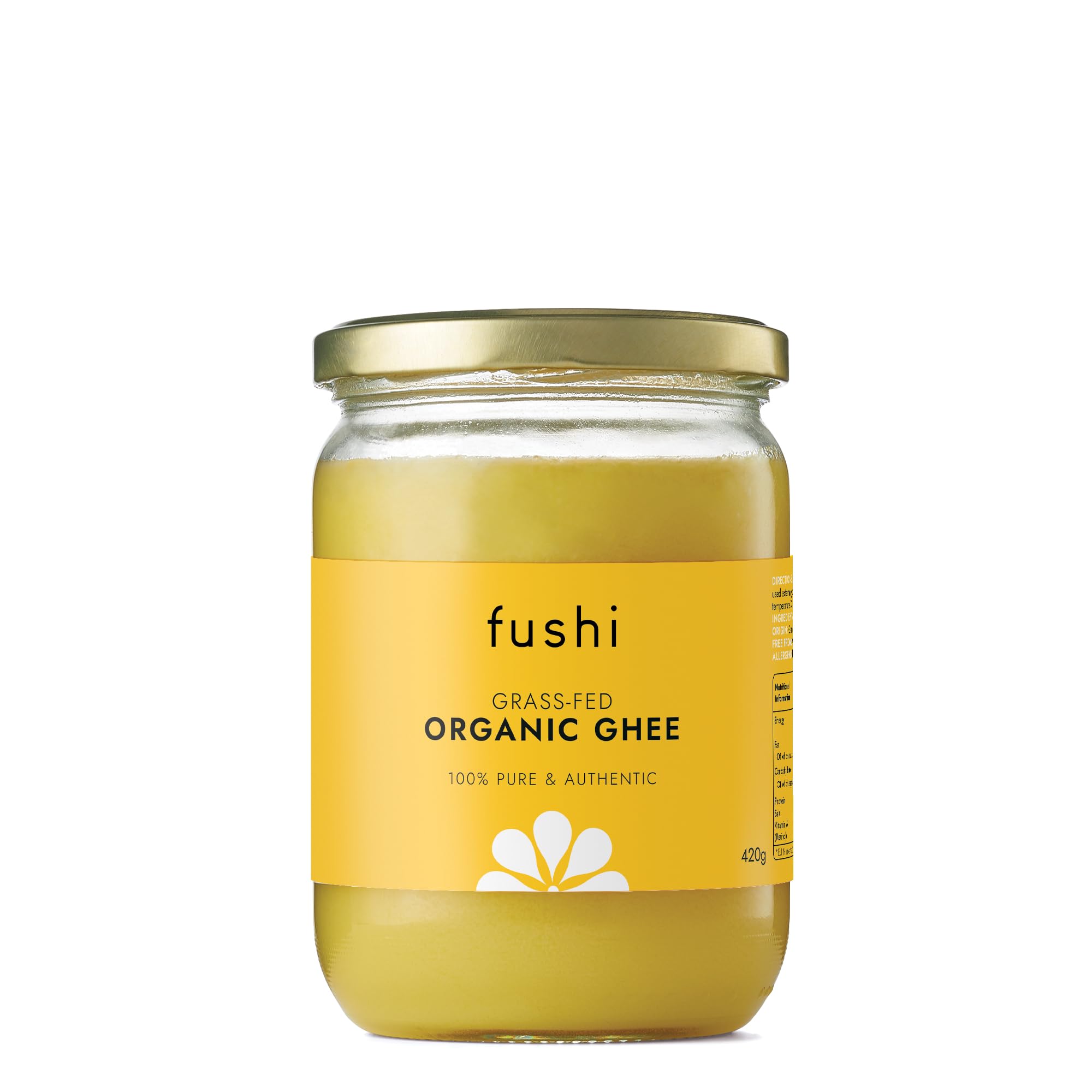 Fushi Organic Ghee Butter - 420g | Grass Fed Cow | High Smoke Point 251°C