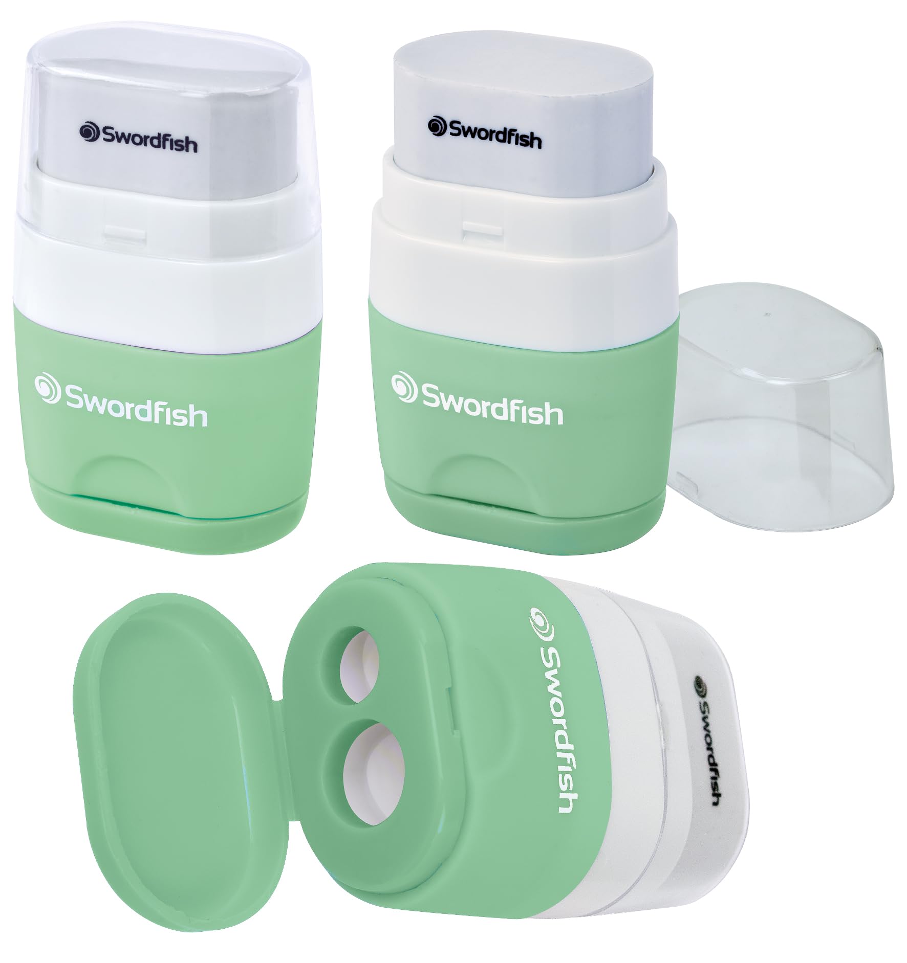 Swordfish Twin Combo Pastel 2-in-1 Pencil Sharpener and Eraser Pack 3
