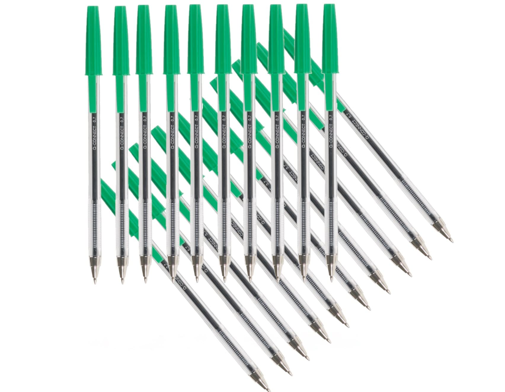 Q-Connect KF34045 Medium Ballpoint Pen - Green Ink | Ergonomic Barrel | Pack of 20 1
