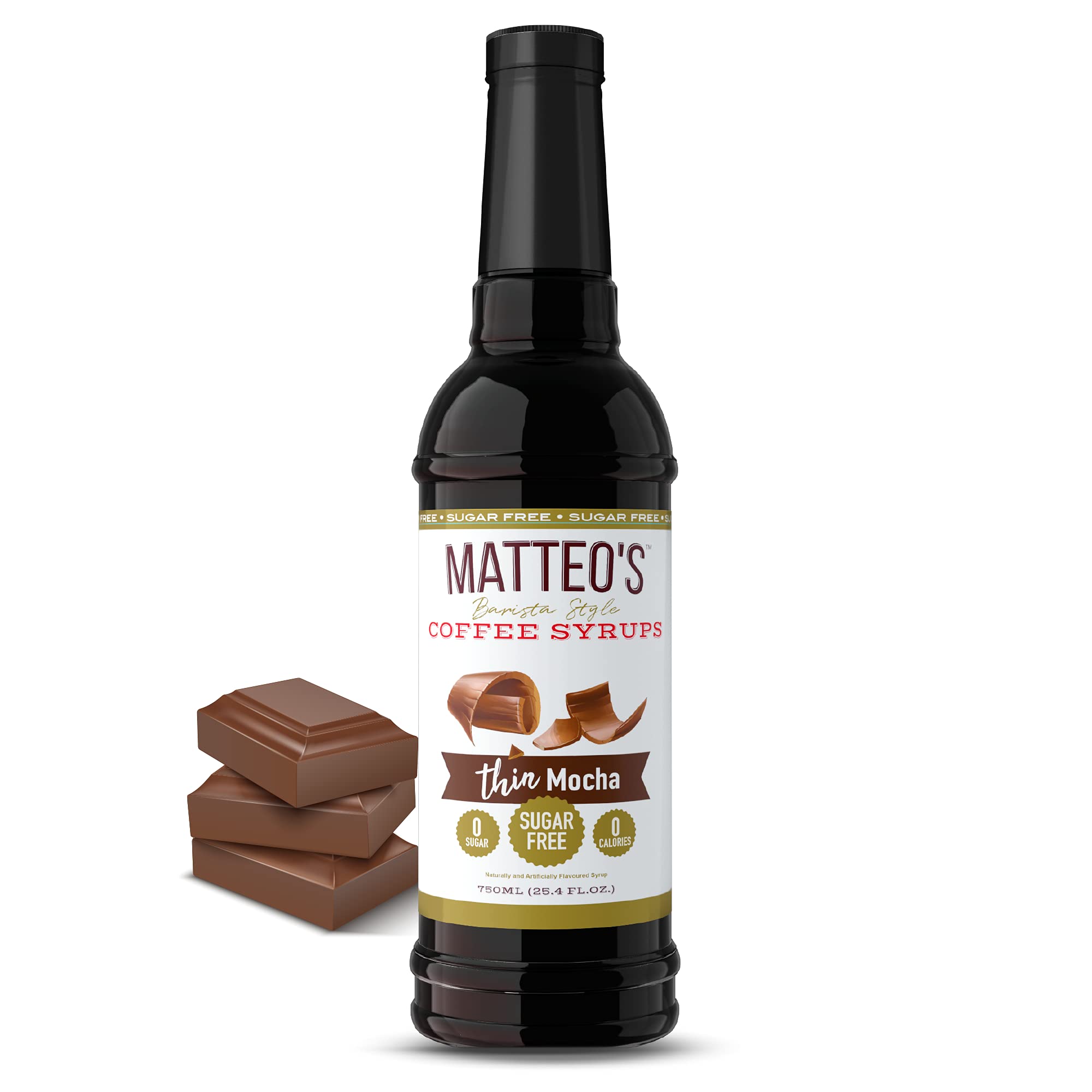 Matteo's Sugar Free Coffee Syrup - Mocha Flavor | 0 Calories | Keto Friendly | 750 ml 1