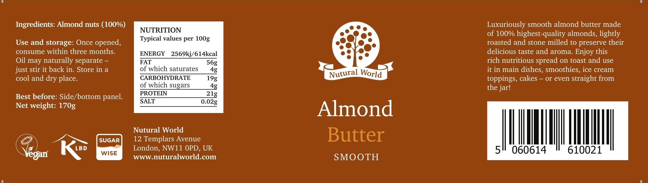 Nutural World Smooth Almond Butter - 100% Pure Almonds | 170g 3