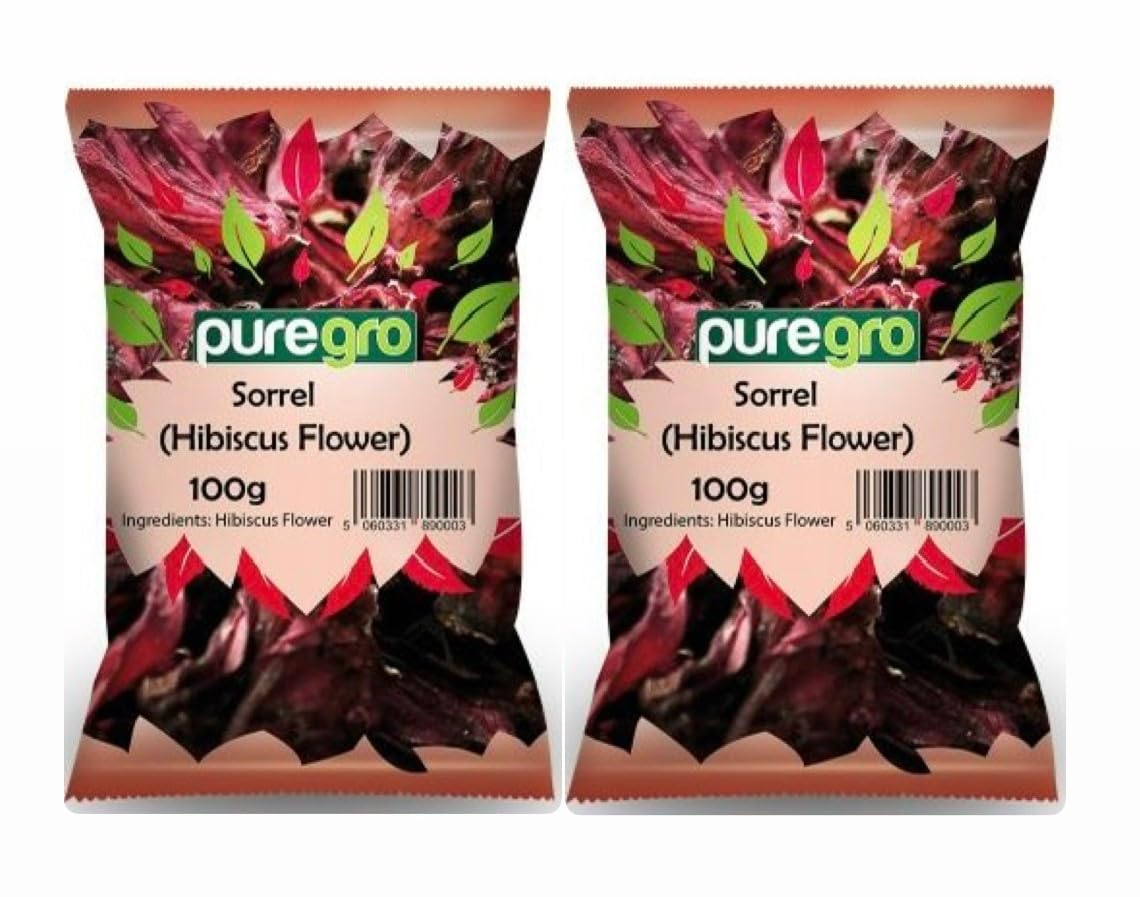 Puregro Dry Sorrel (Hibiscus Flower) - 100g Pack of 2 | For Drinks, Jelly & Desserts 1