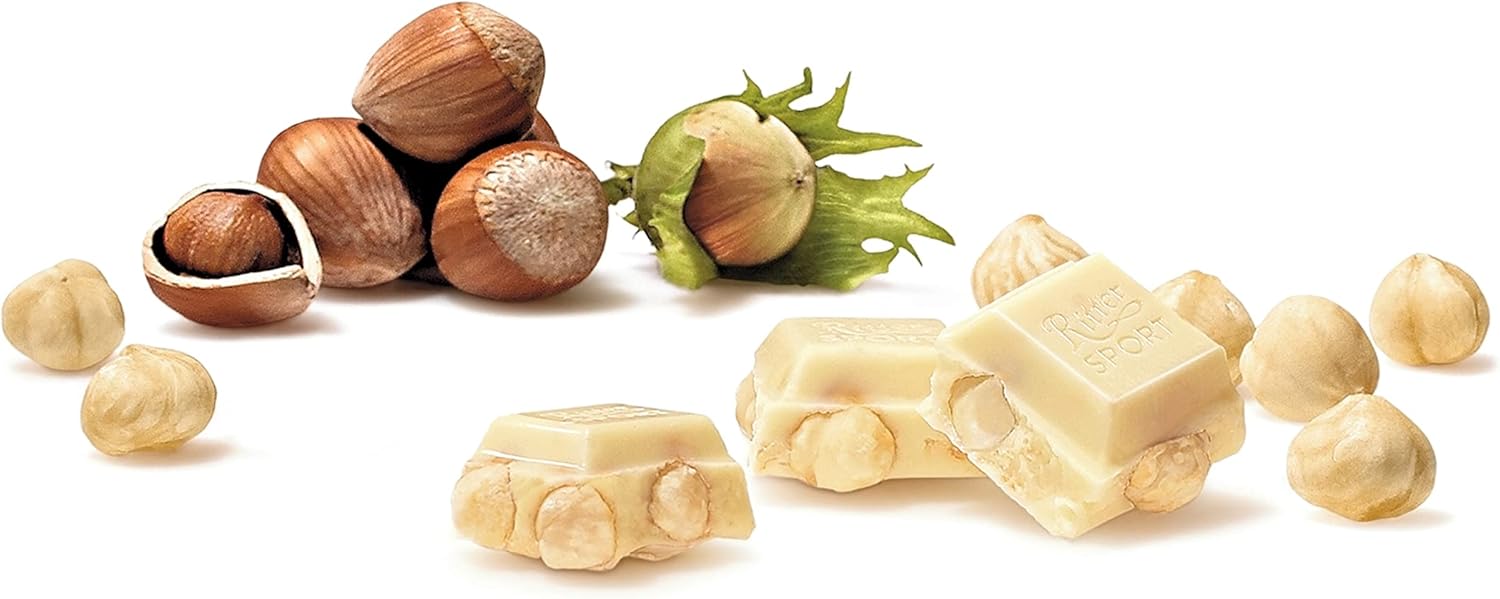 Ritter Sport White Whole Hazelnut Chocolate Bar 100g (Pack of 10) 5