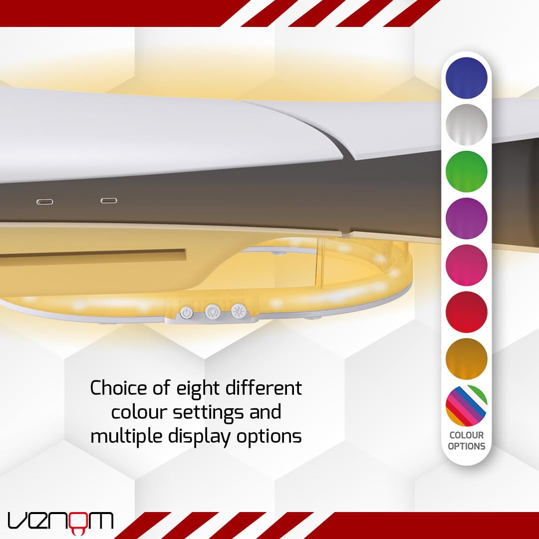 Venom PS5 Horizontal Console Stand with LED Lighting - 8 Color Options, USB Powered, Compatible with Slim Disc & Digital Models 9