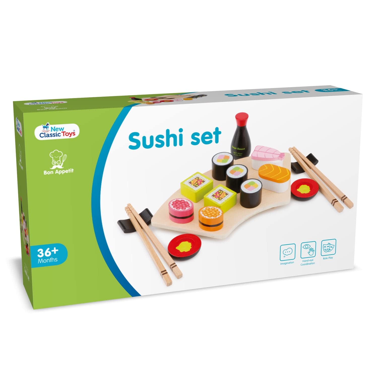 New Classic Toys Wooden Sushi Pretend Play Set - Educational Role Play for Kids 3+ 2